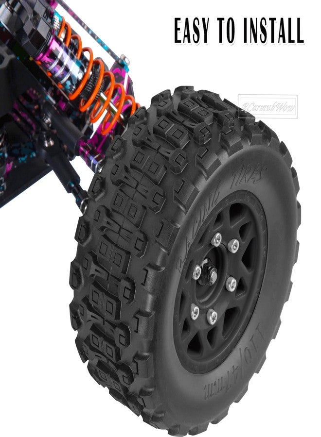 RcarmubWow RC Truck Tires RC Wheels and Tires,12mm/14mm/17mm Hex RC Tires for 1/10 Slash 4×4 2WD,Arrm a Senton,Axia1 Red cat Rc 4wd,Off-Road Tire w/RC Wheels Hex,Black - Image 3